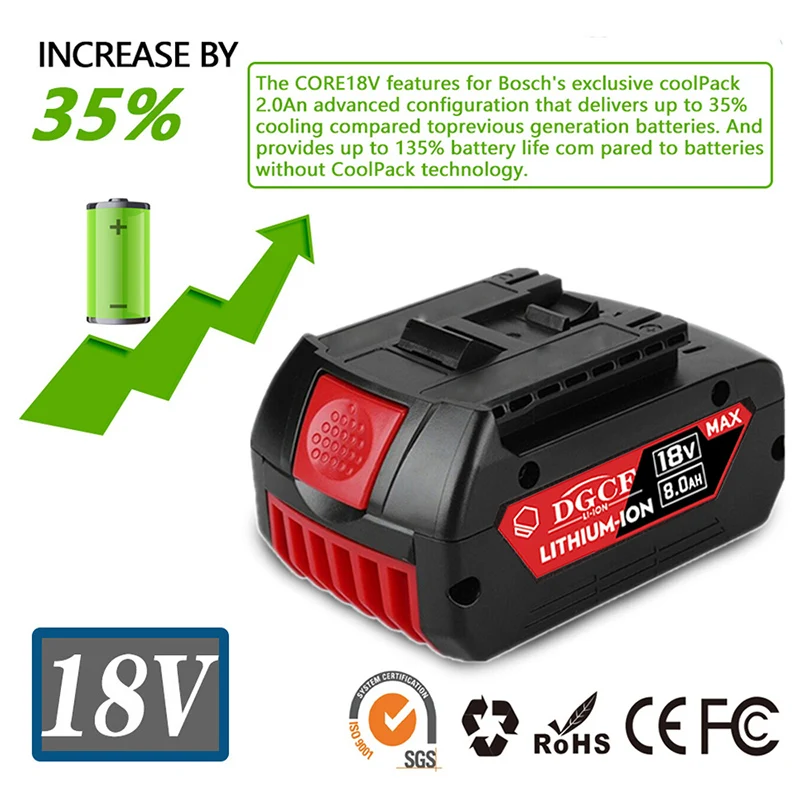 100% Original 18V 12.0A Lithium Ion Rechargeable Battery for Bosch 12000mah Spare Power Tools Portable Replacement Indicator