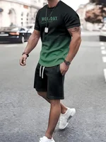 2025 new summer men's sportswear, men's loose fashion clothing, 3D printed T-shirt shorts, men's simple clothing fashion set, li 2