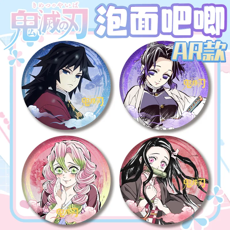 

Anime Character Tanjiro Zenitsu Inosuke Nezuko Kyojuro Badge Creative Cartoon Round Brooch Backpacks Clothing Soft Button Pins