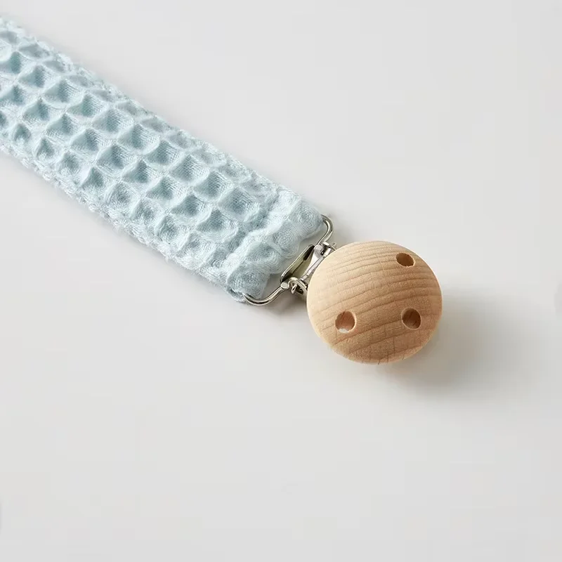 Embroidery Baby Name Pacifier Clip Holder with Wooden Clip Fabric Pacifier Clip for Baby Shower Gift image 5
