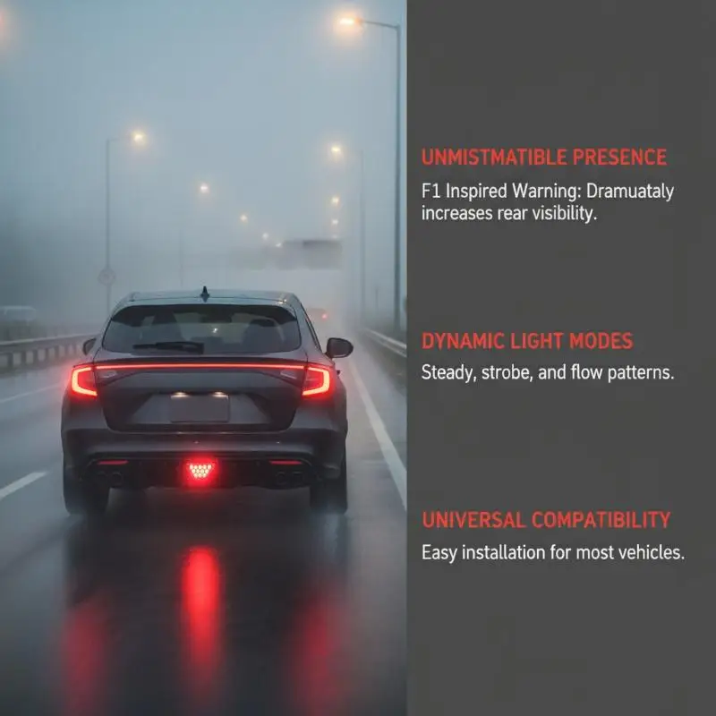 

Universal 12LED Rear Fog Light Triangle Brake Signal Lamp for Car Sporty Tail Light Enhancement Night Driving Brightness