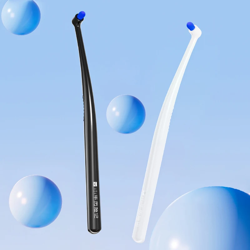 Sikat Gigi Khusus untuk Kawat Gigi, Desain Miring, Pembersihan dan Perawatan Rongga Mulut Dalam, Hitam dan Putih, Cocok untuk Braket Kawat Gigi, Sikat Gigi Manual Dewasa, Bulu Lembut Nilon Ultra Halus, Gigi Bijak Mulut, Implan Gigi Tiruan, Sikat Celah, 1 Pak