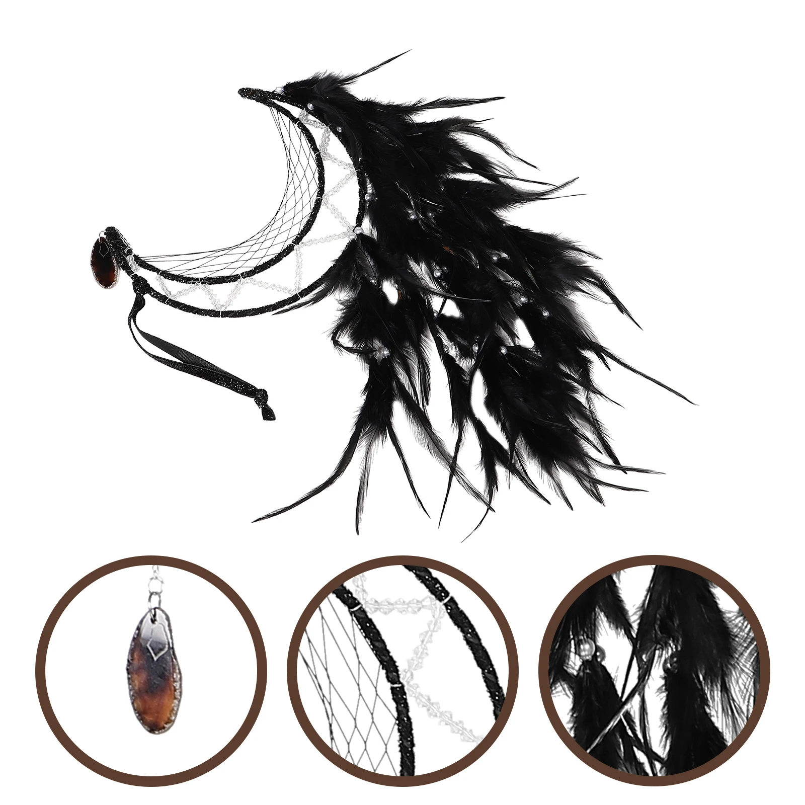 

Gothic Dream Catcher Wall Hanging Plume Bedroom Nursery Room Office Halloween Indoor Decorative Pendant Craft Adorn