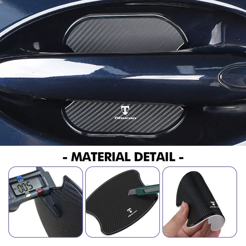4 قطعة مقبض باب السيارة حماية ثلاثية الأبعاد ملصق شعار تصفيف السيارة لشركة هيونداي توسكاني كوبيه تيبورون 2004 2005 2006 2007 2008 2009