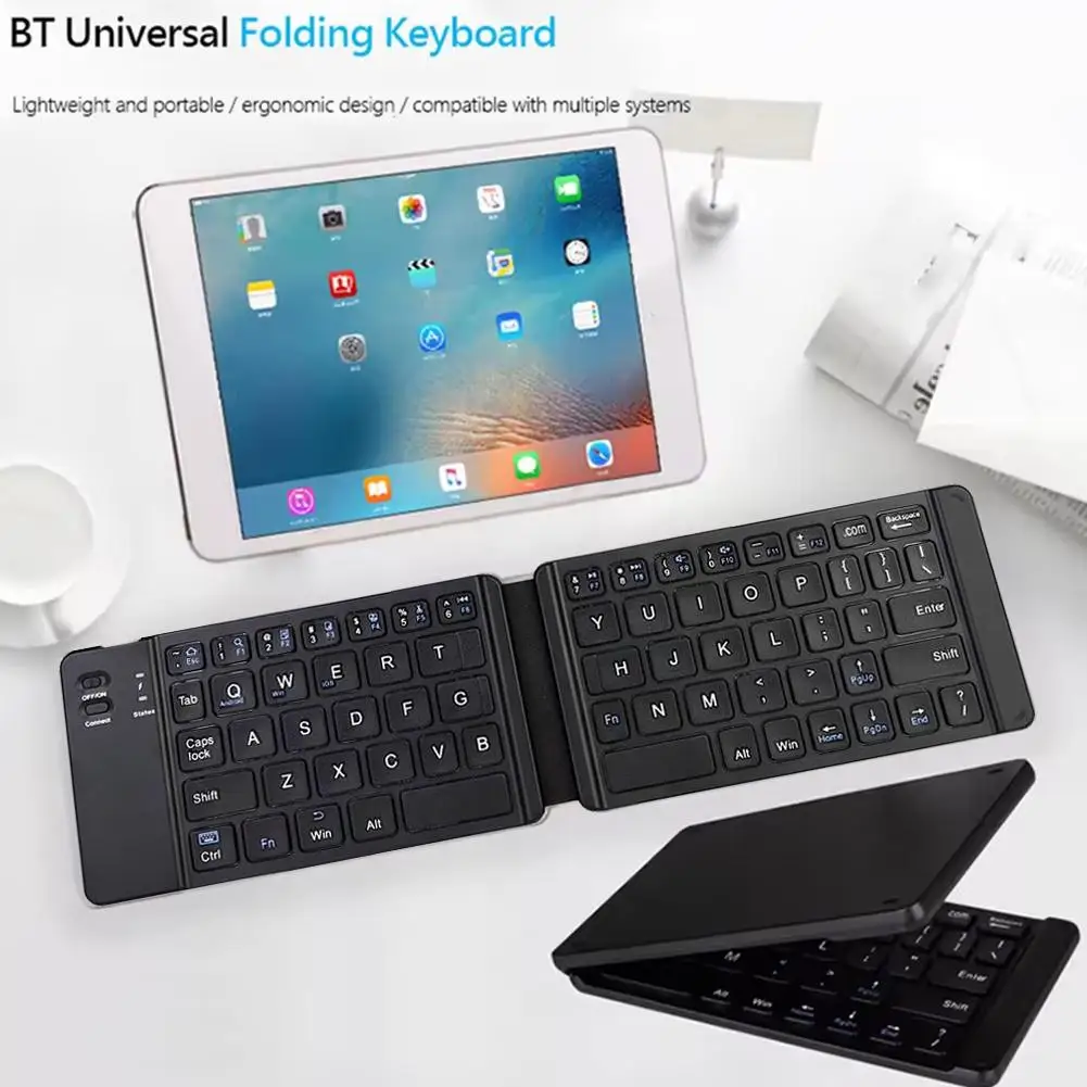 Light-Handy Mini teclado sem fio Bluetooth Folding, teclado sem fio dobrável, IOS, Android, Windows, Tablet, telefone, B2E2