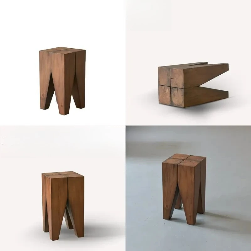 Modern Solid Wood Stool for Hotel Office Building Living Room and Kitchen Durable Wooden Chair Stool Furniture
