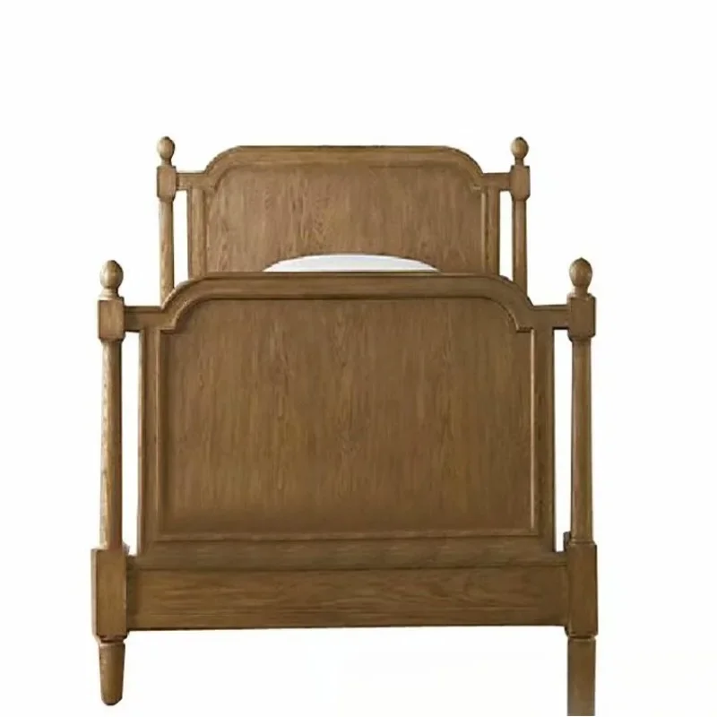 

American solid wood 1.2 * 1.5m single bed bedroom retro old children's oak bed