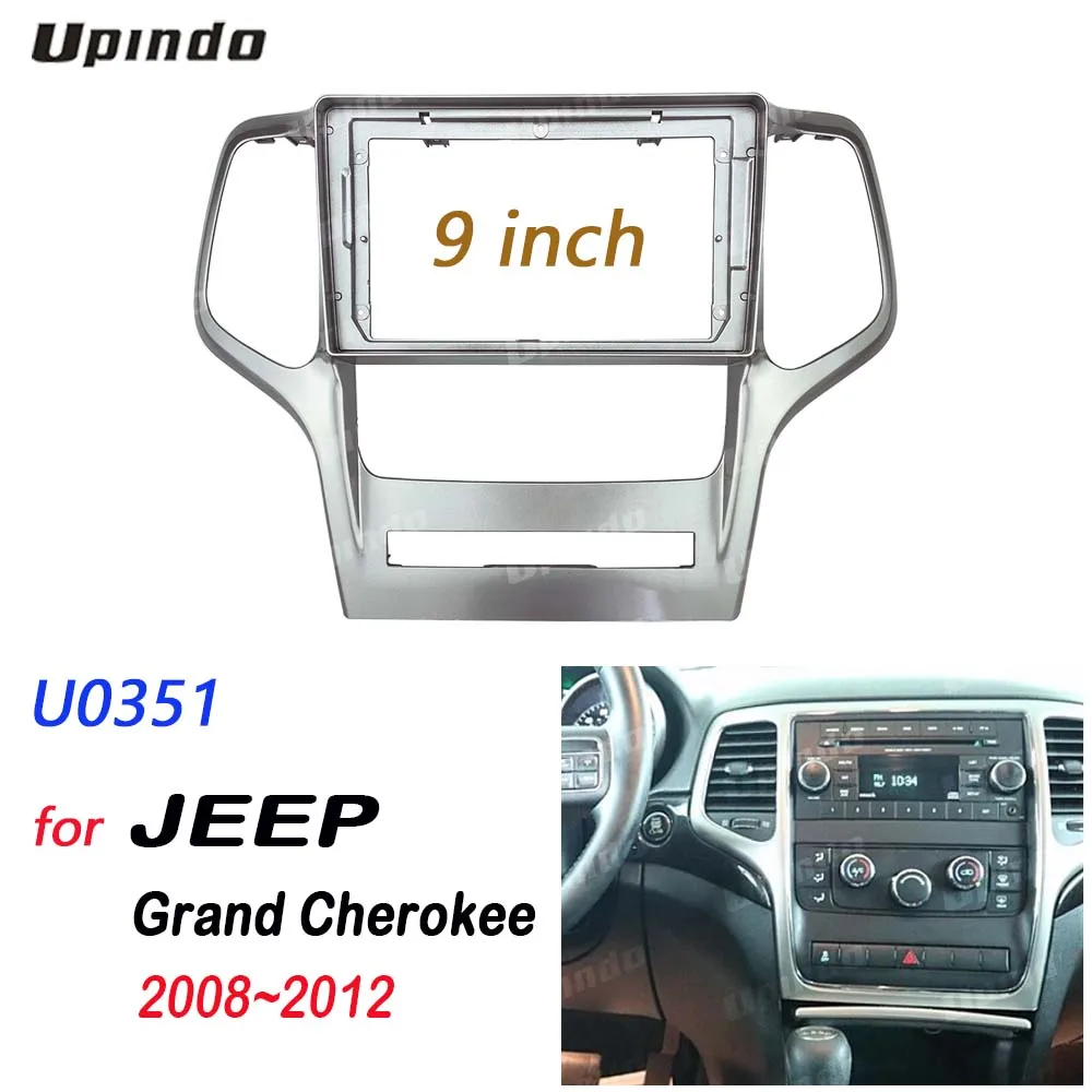 2 Din 9 Inch Car Radio Plastic Fascia Panel Frame for JEEP Grand Cherokee  2008-2012 Installation GPS Mp5 ABS+PC Dash Mount Kit