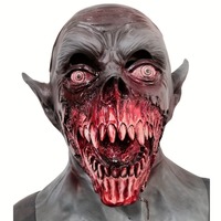 Vampire Mask Horror Bloody Hungry Natural Latex Realistic Demon Zombie Full Neck Headgear Accessories Halloween Cosplay