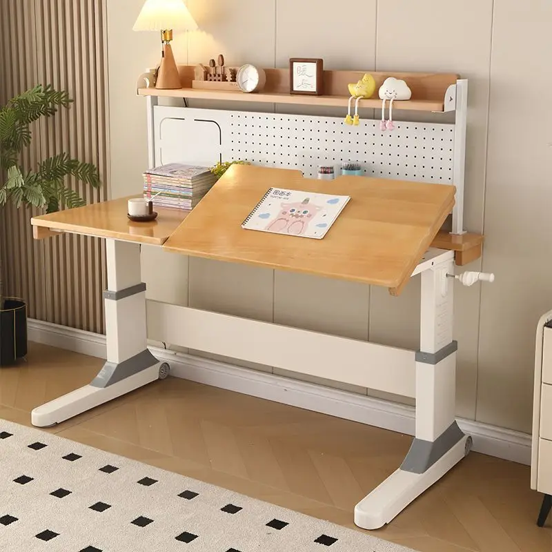 

Solid wood lifting children's study table household student writing table writing desk computer table