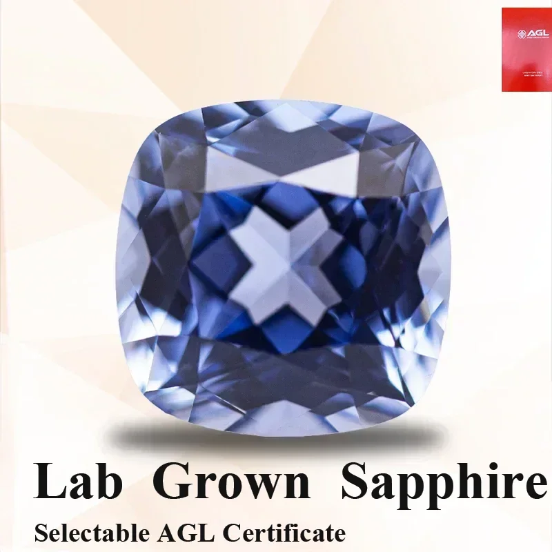 

Lab Grown Sapphire Cornflower Color Square Cushion VVS1 Selectable AGL Certificate Charms Beads For Diy Jewelry Making