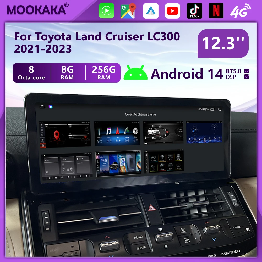 

For Toyota Land Cruiser LC300 2021 2022 2023 Carplay Android 13 Auto Multimedia DVD Player GPS Navigation Touch Screen Car Radio