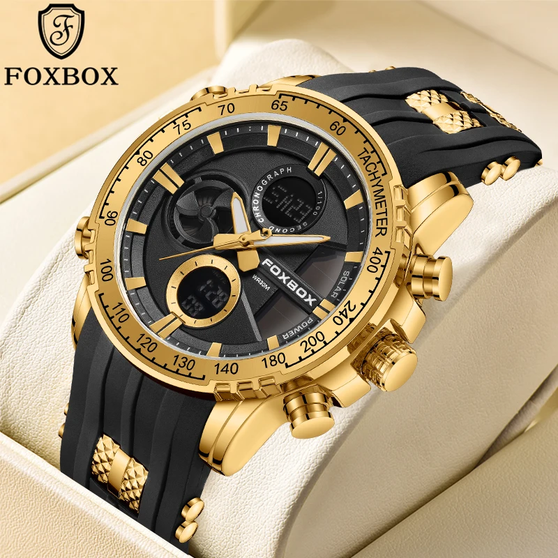 LIGE Brand Foxbox Electronic Man Watch Fashion Luxury Casual Sport Watches for Men Dual Time Week Display Waterproof Chronograph