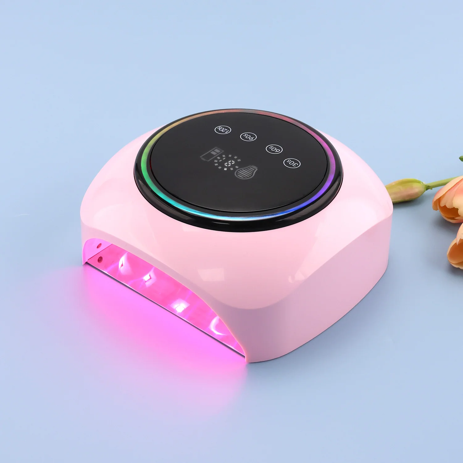Draadloze cure-nagellamp 98W manicure oplaadbare batterij nageldroger voor het uitharden van polijsten 30 stuks roze LED's
