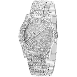 Luxury Ladies Watch Iced Out Watch with Quartz Crystal Rhinestone Diamond Watches Women Stainless Steel Wristwatch Full Diamonds