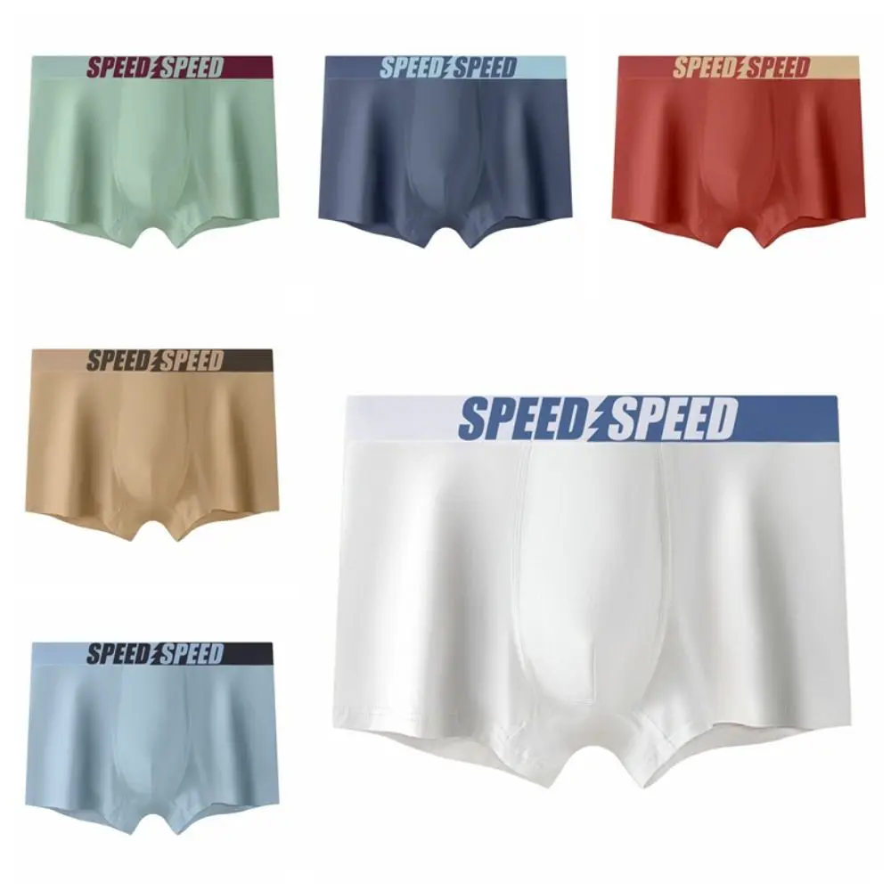 3PCS Comfortable Plus Size Men's Boxer Briefs Mid Waist Seamless Letter Printed Panties Lingerie Elastic Shorts Underpants Gifts