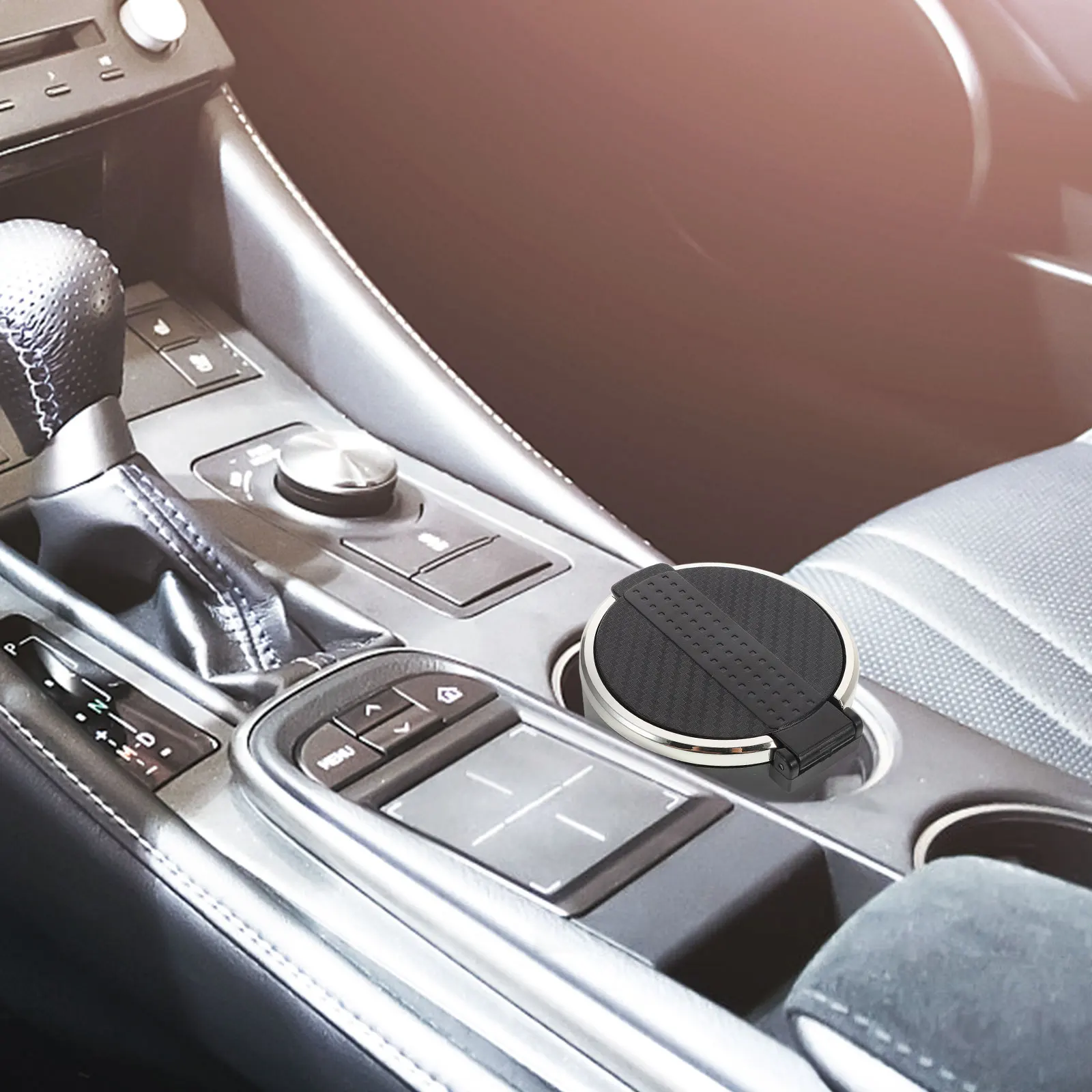 

Car Ashtray Lid Black High Temp Portable Smokeless Ash Ashtray In The Car Tray for Cars Vehicle Cover-contained