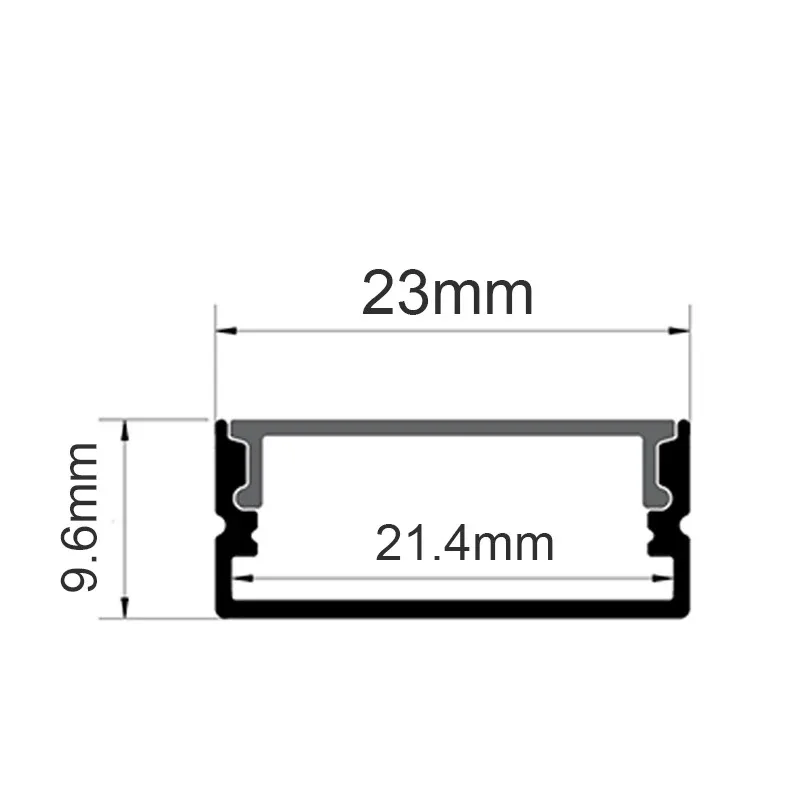 2310 U Style Aluminium Channel for LED Strip with Milky Black Cover Aluminum Profile Light Holder for LED Bar Strips