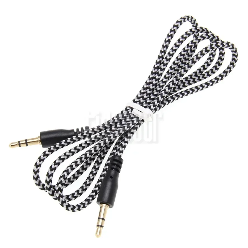 100pcs Nylon 1m Aux 3.5mm Male to Male Jack Audio Cable Car Auxiliary Cord Line For Phone Headphone Computer MP3 Speaker Wire