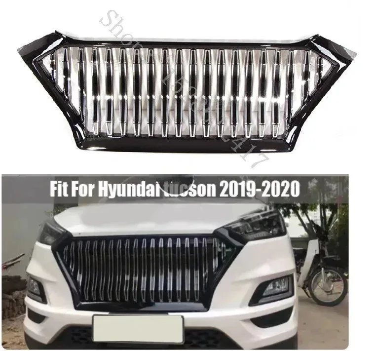 ABS Car Front GT racing grille radiator grille fits for Hyundai Tucson 2019 2020~2022 ABS grille gloosy car Accessories