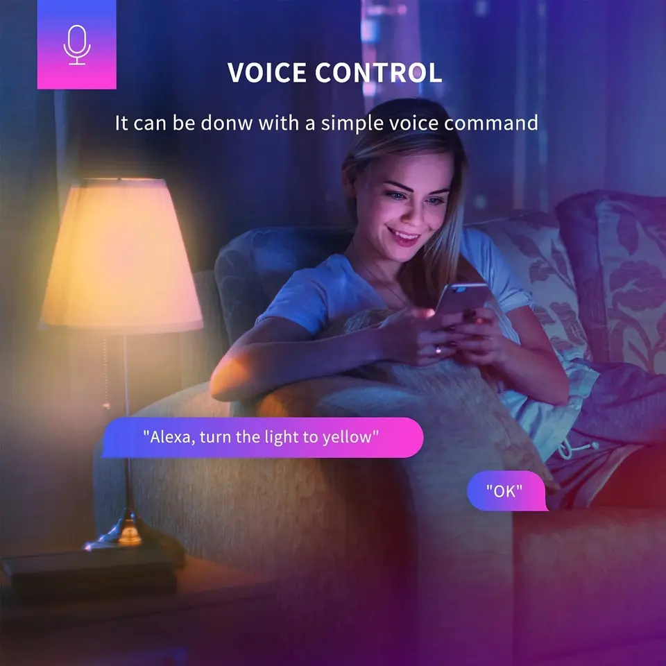 مصباح ليد ذكي Yeelight W3 E26 إضاءة محيطة ملونة/بيضاء تحكم صوتي واي فاي 1700K~6500K متوافق مع Mi Home وAlexa وGoogle SmartThings - 6