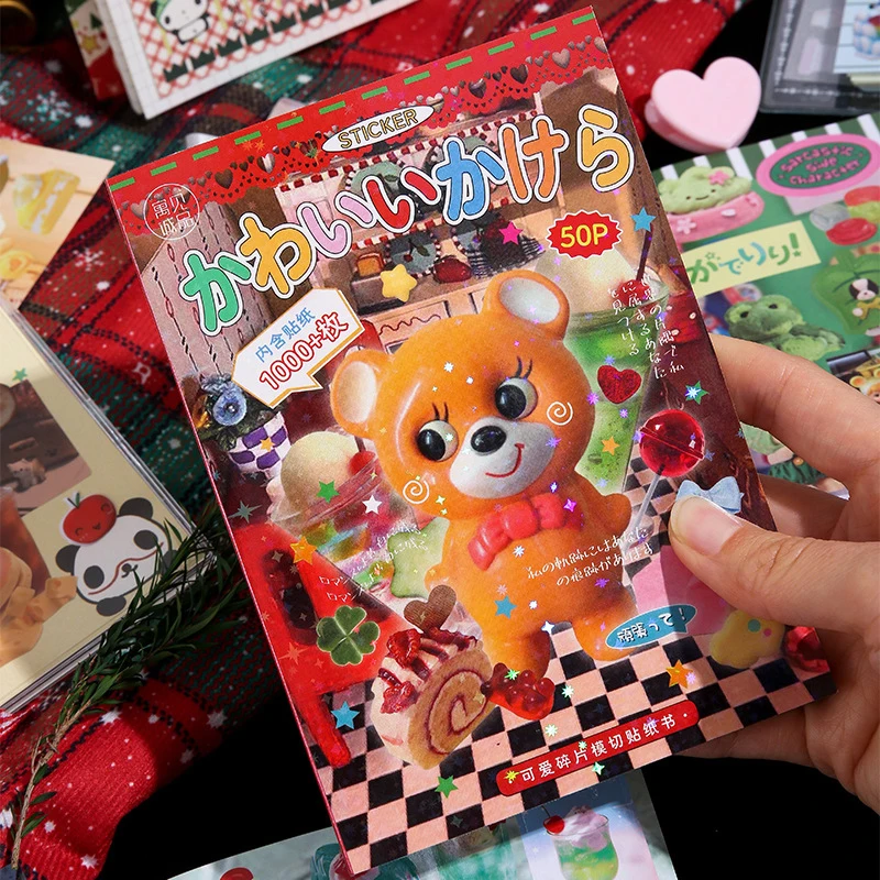 50 Sheets/Book Cute Cartoon Y2K Cut Film Sticker Girl Journal Phone Case DIY Scrapbook Sticker Kawaii Decoration Sticker Gift