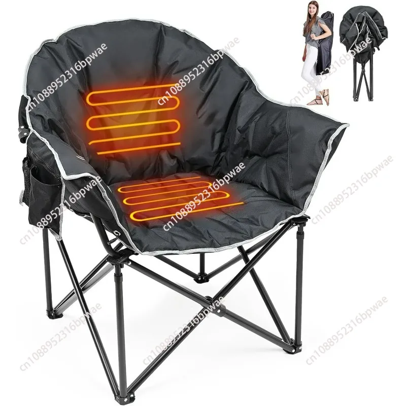 

Heated Portable Foldable Camping Chair Soft Backrest, Outdoor Heated Cushion Folding Chair