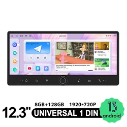 JOYING New Upgrade Replacement 12.3 Inch Universal Single 1 Din Car Radio Stereo 8GB 128GB Head Unit Tape Recorder Carplay