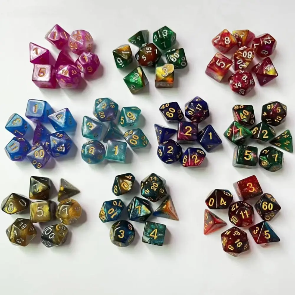 7Pc/Set Acrylic DND Dice D4 D6 D8 D10 D12 D20 Polyhedral Dice 7-Die Game Dice Table Game Gift Entertainment Gambling Accessories