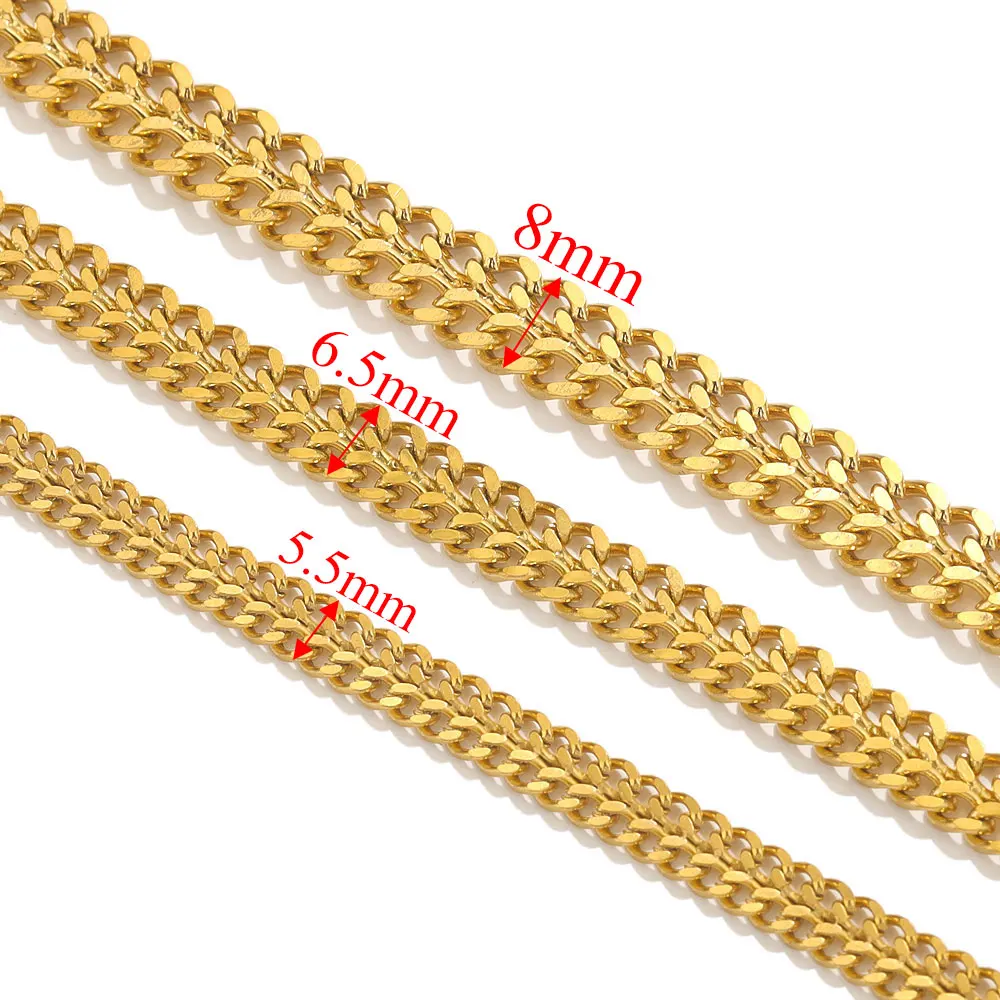 1meter Two-chain Stainless Steel Cuban Flat Chains For Jewelry Making Necklace Bracelet Making Supplies DIY Chain Accessories