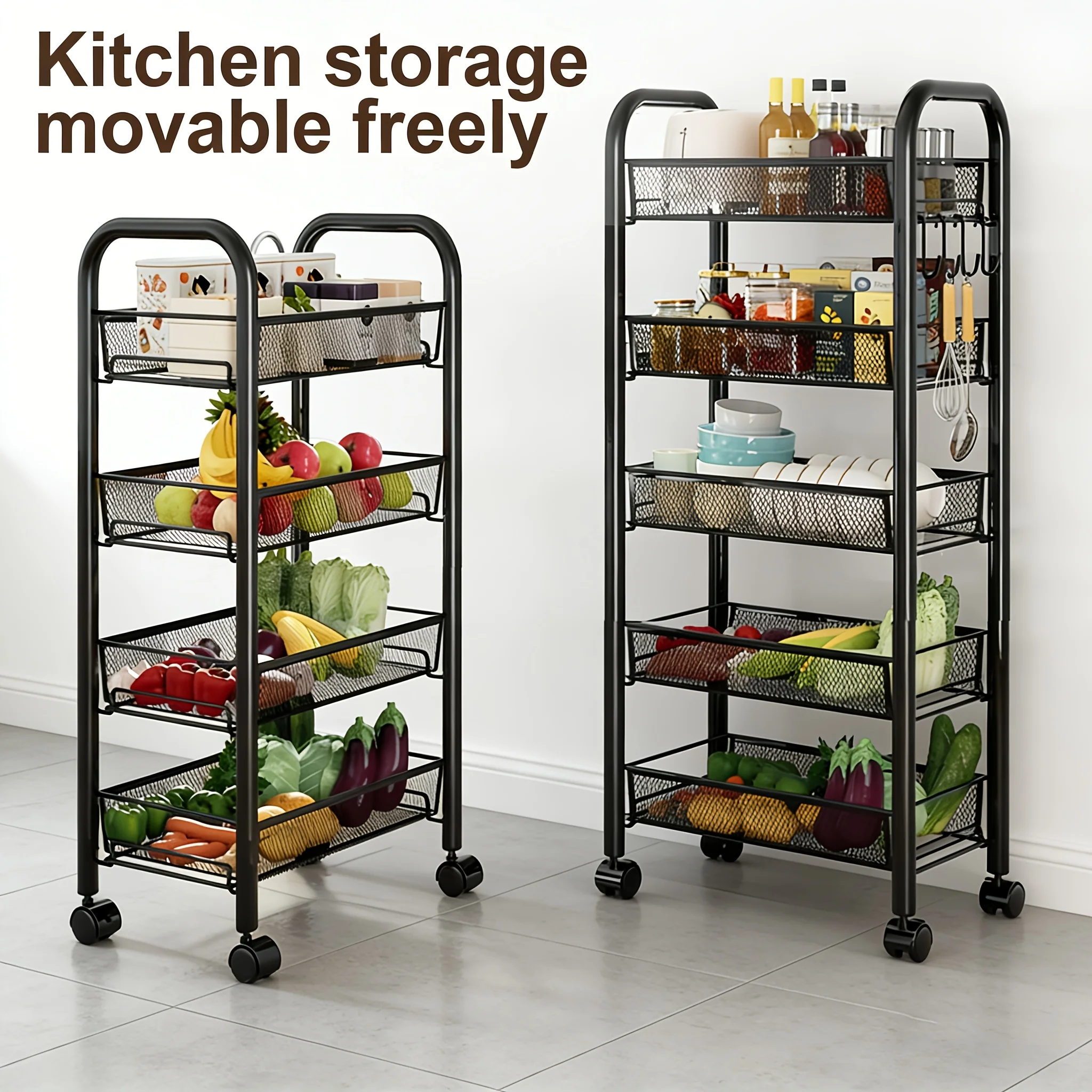 Carrito de Almacenamiento Rodante Multifuncional de Varios Niveles – Una Unidad de Almacenamiento Compacta y que Ahorra Espacio para Baño, Cocina y Sala de Estar