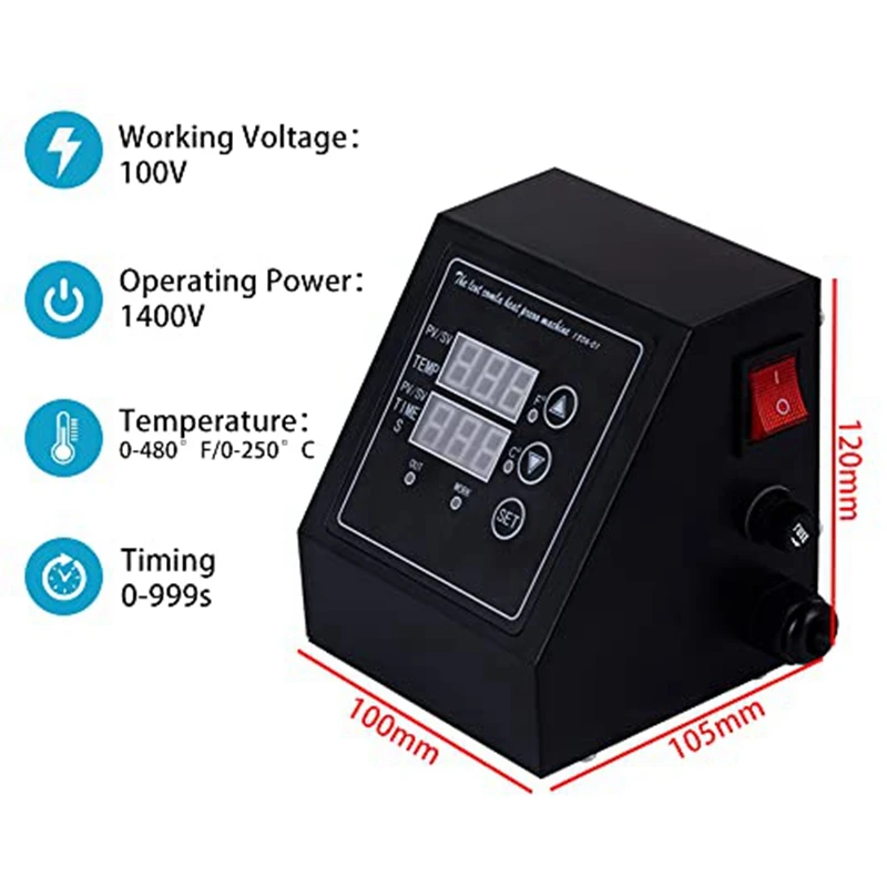 1 PCS Heat Press Control Box  Replacement Digital Panel Accessory Machine 1400W Temperature Controller 110V US Plug