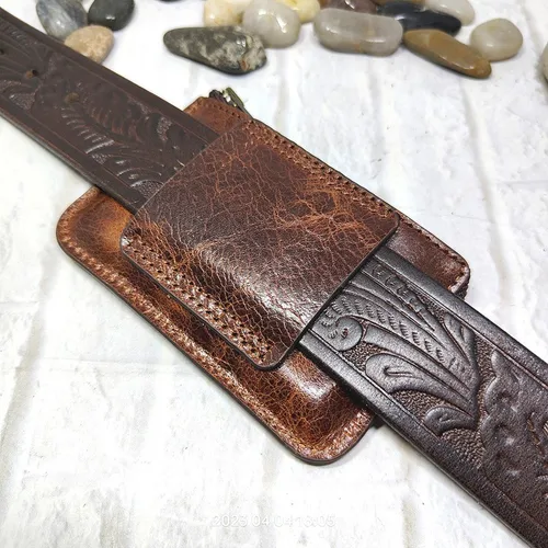 Imagen 2 del producto Mini riñonera de cuero genuino con cremallera, riñonera delgada, tarjetero pequeño para tarjetas de identificación, billetera para licencia de conducir, LHD