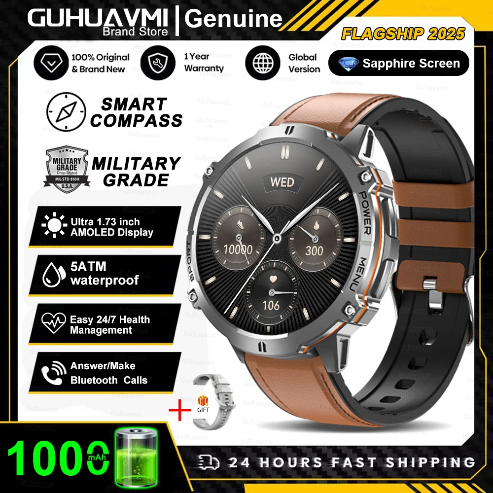 T-Rex 3 Militaire kwaliteit 1000 mAh batterij Smart Watch 10ATM Waterdicht GPS Kompas Hoogtemeter Oproep AMOLED Mannen Zwemmen Sport Smartwatch