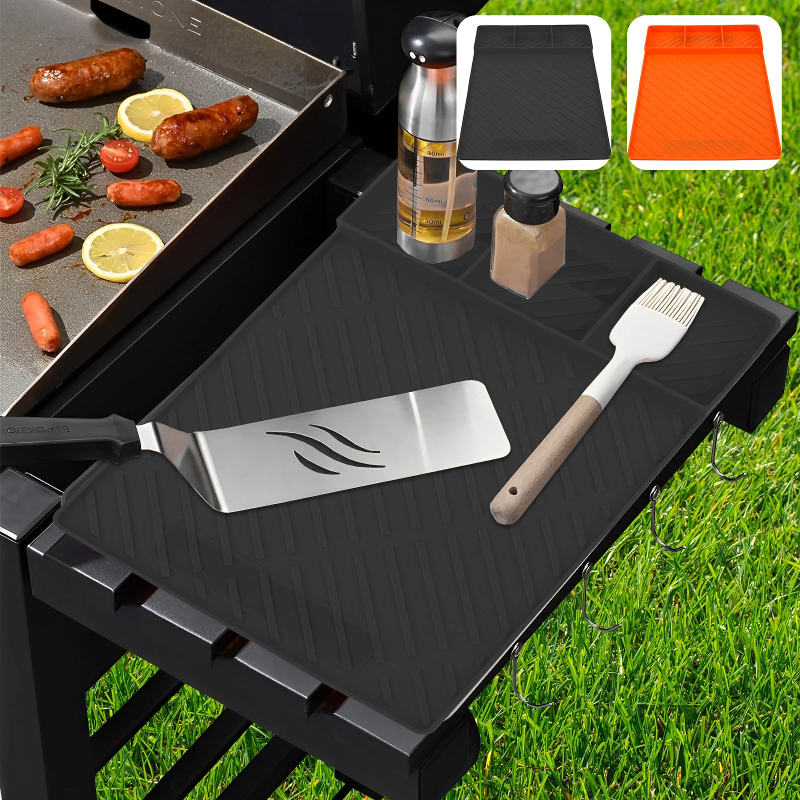 

Grill Side Shelf Mat Silicone Grill Pad Heat-Resistant Kitchen Spatula Pad Multifunctional BBQ Utensil Mat Reusable Counter