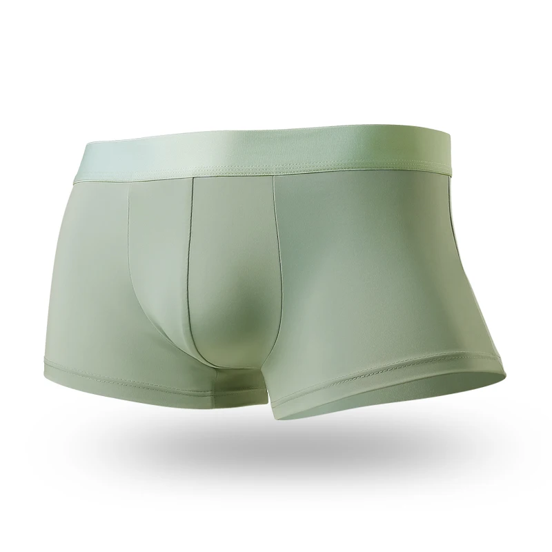 2pcs Ice silk underwear, men's underwear, summer breathable, U-convex one-piece, seamless, four-corner underpants.
