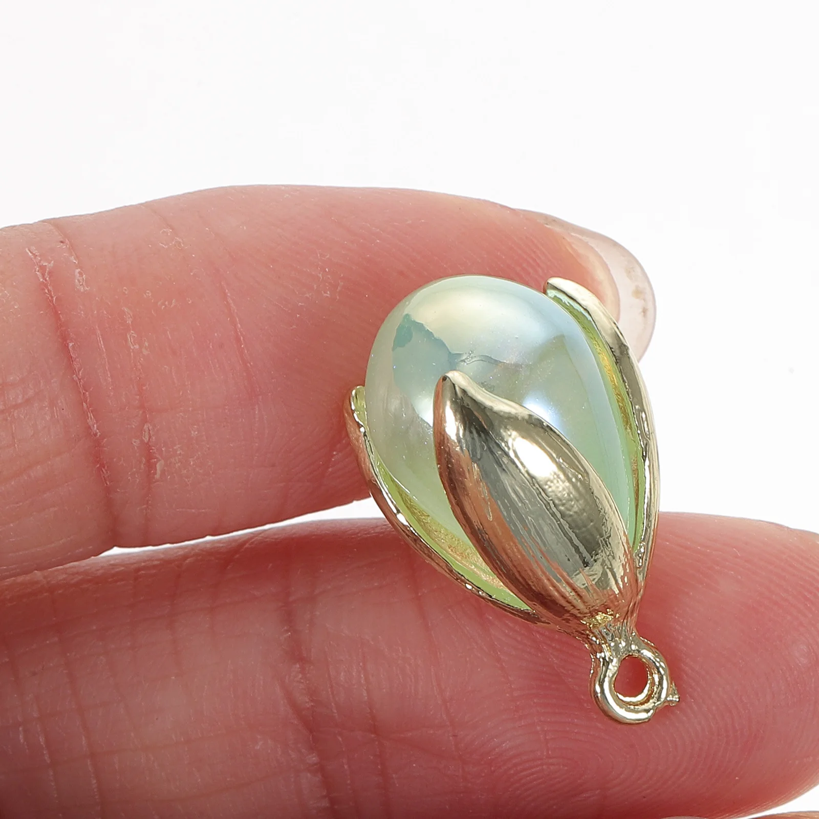 8Pcs Bead Pendants Mixed Color DIY Jewelry Making Charms Necklace Earrings Accessories Tulip Shaped Charms