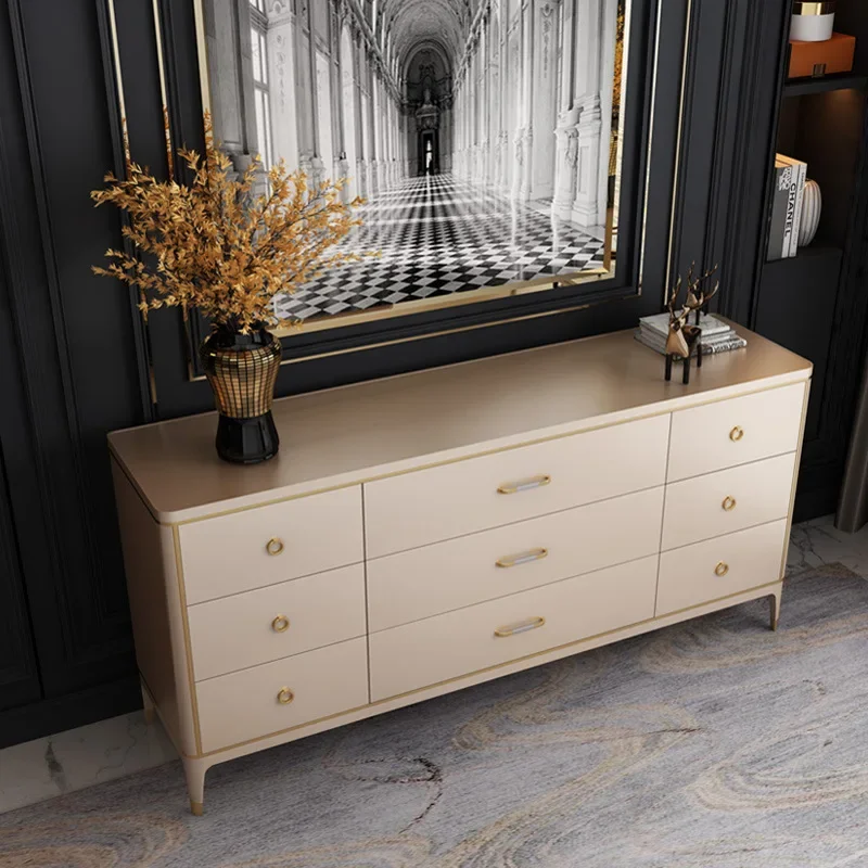 American light luxury chest modern simple nine chest bedroom storage paint solid wood