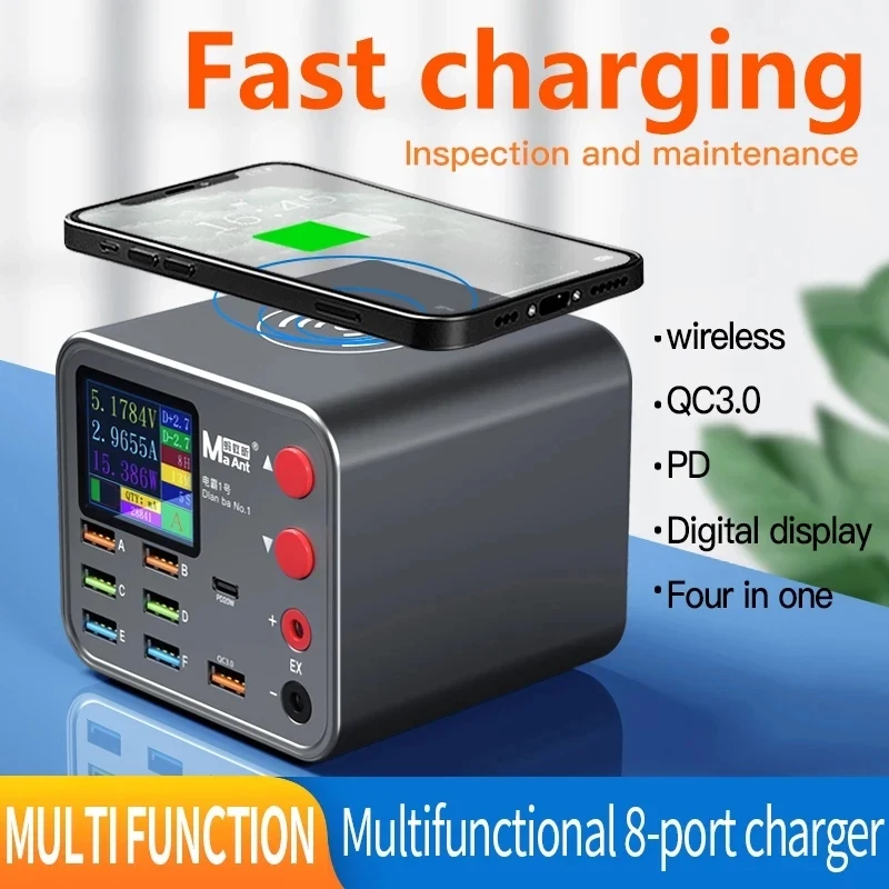 

MAANT 8port USB PD Fast Charging Wireless Charger With Anti Short Circuit Repair Function Mobile Phone Power Cord Extension Port