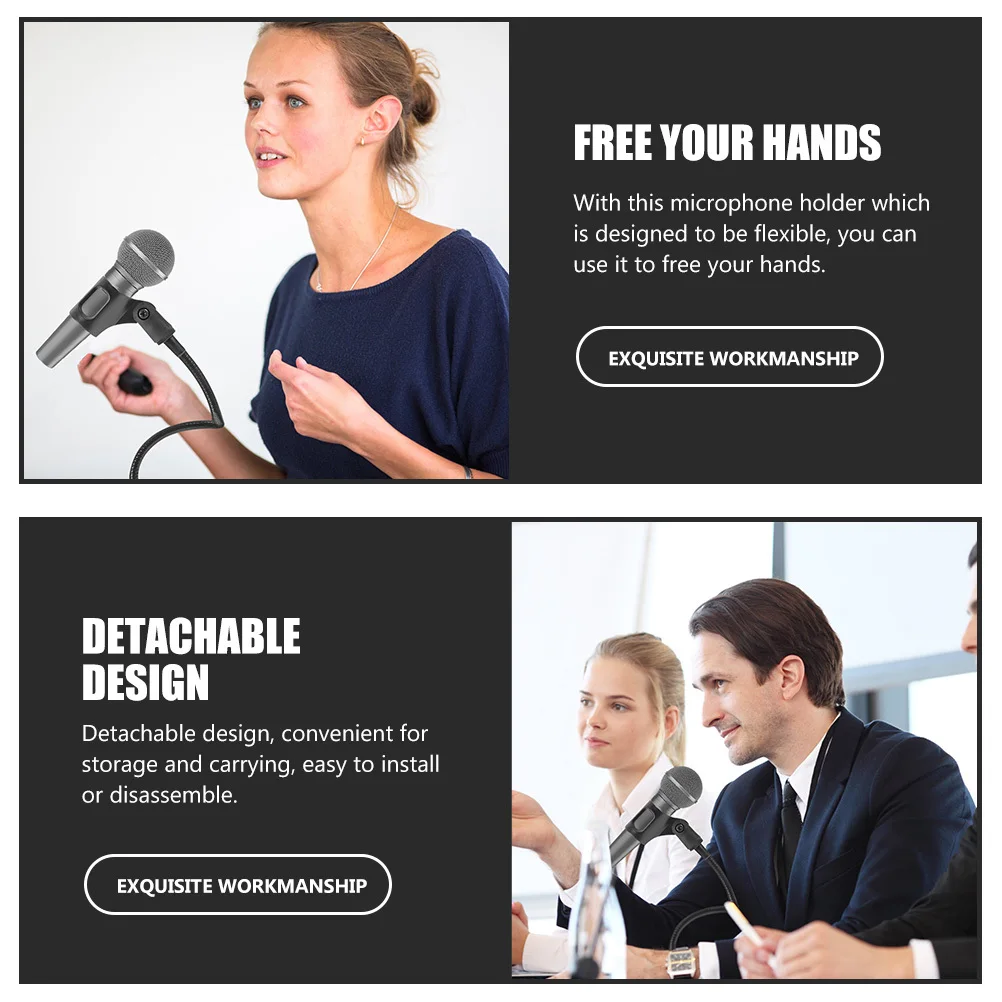 

2pcs Flexible Gooseneck Microphone Holder Adjustable Mic Stand For Podcasting Broadcasting Rotating Detachable Easy