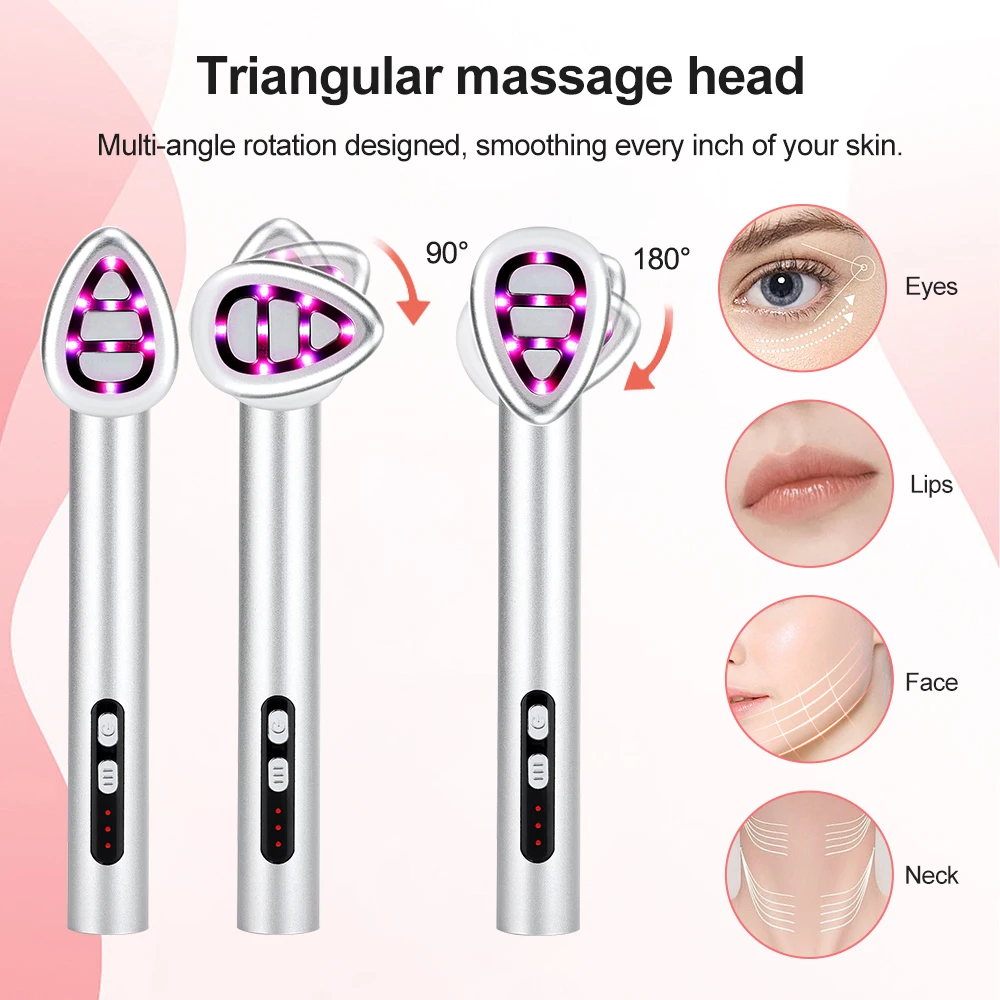 7-Colors Microcurrent Facial Wand Face Massager Red Ligh Facial Fade Eye Line Magic Dark Circle Wand Therapy Infrared Device