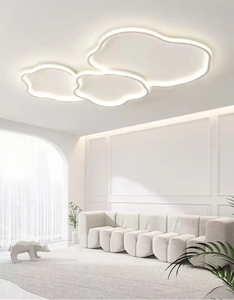 Nordic Minimalist Stylish Creamy Clouds Art Creative Plated Lamps LED Home Ceiling Lights for Living Room Decoration Chandeliers