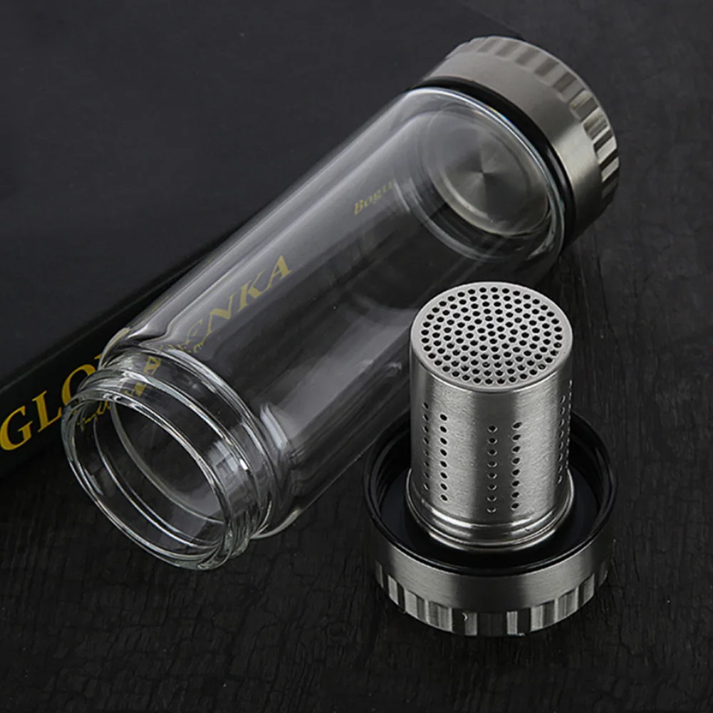 320/420ml Double Wall Glass Tea Water Bottle Have Filter Tumbler Tea-Strainer Water Bottle For Outdoor Office Tea Brewing