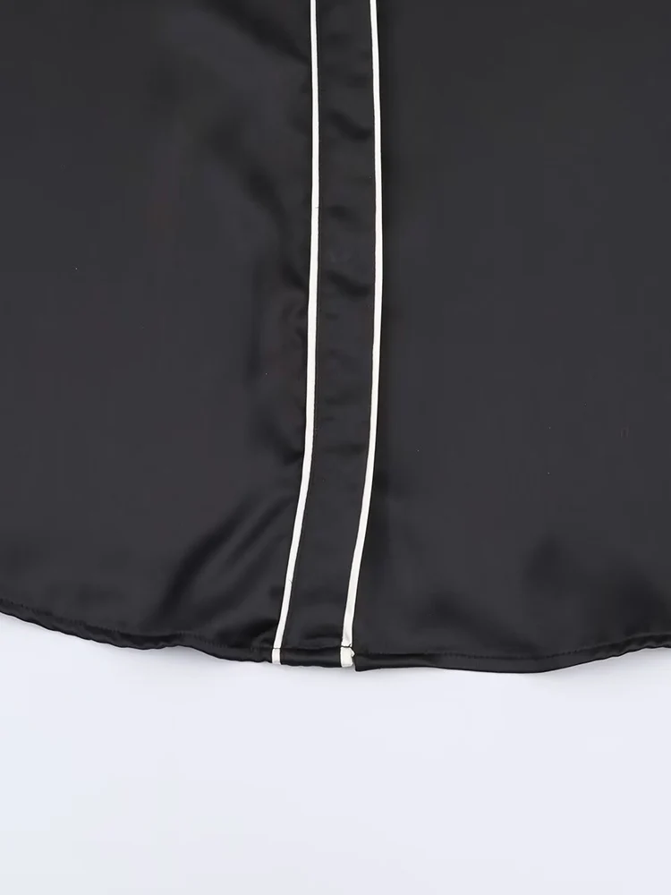 ملابس نسائية وصلت حديثًا لشتاء 2025 على الطراز الأوروبي والأمريكي قميص فضفاض متعدد الاستخدامات مع زخرفة حجب الألوان