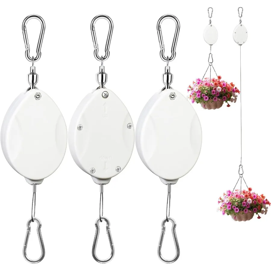

3 Pcs Upgraded Heavy Duty Retractable Plant HangerPlant Pulleys for Hanging Plants Easy to Raise and Lower Auto Lock Adjustable