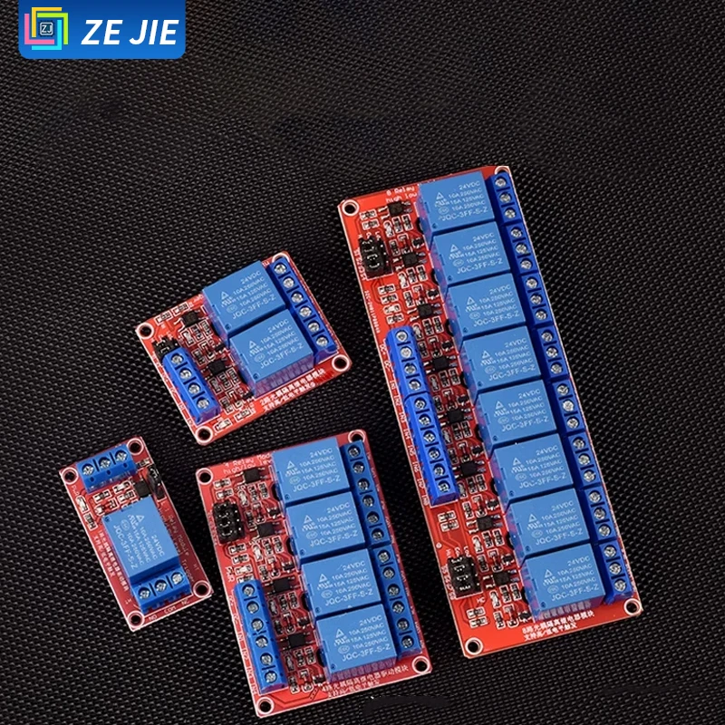 1/2/4/8‑Channel Relay Module, Optocoupler Isolation, 3.3V/5V/12V/24V, 1‑4‑8‑Channel, High‑Low Level Trigger