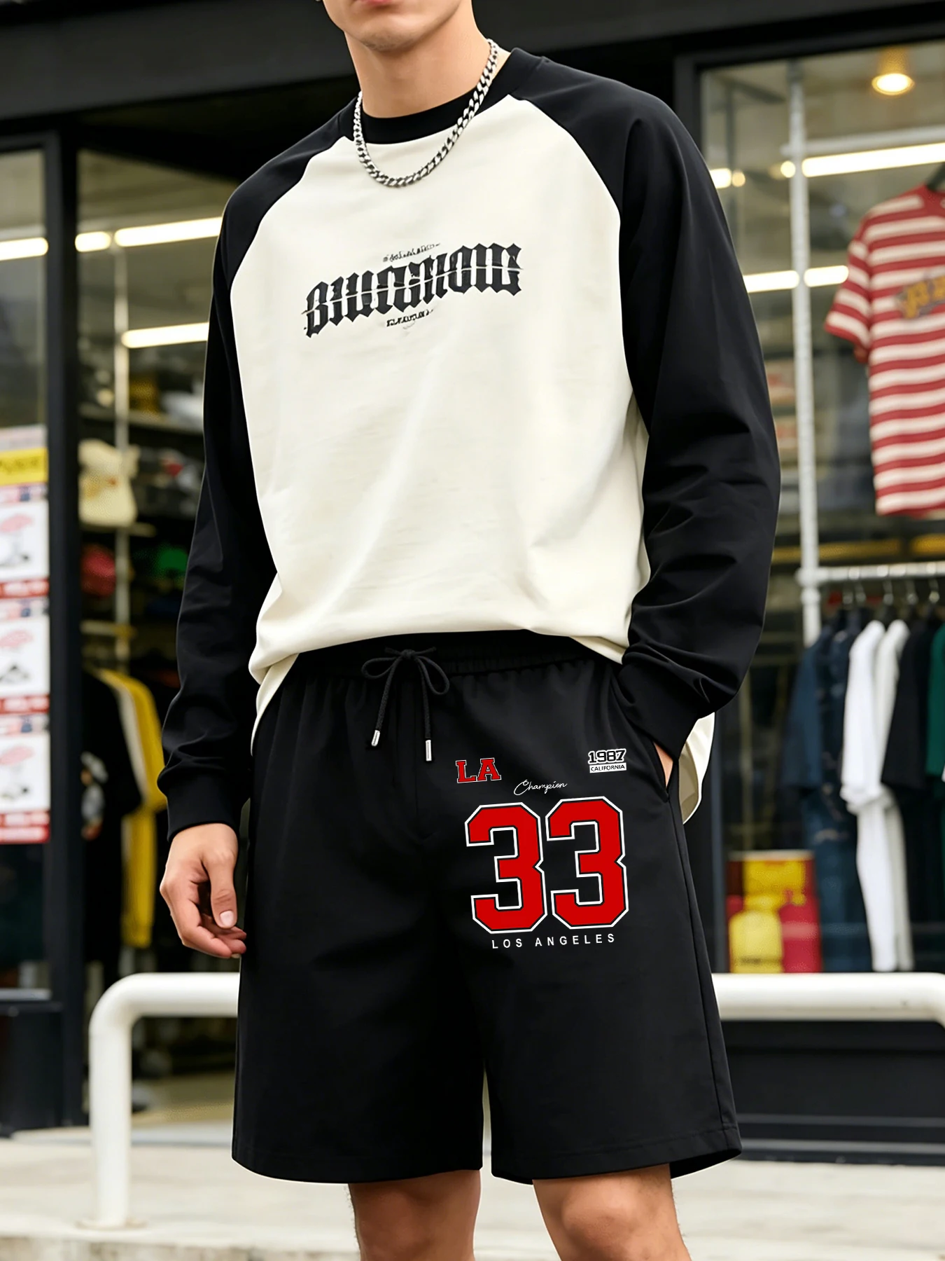 California Los Angeles Number 33 Print Men Summer Oversized Daily Pants Classic Drawstring Bottom Fashion Fitness Short Pant