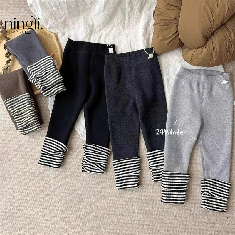 

Girls' Leggings Autumn and Winter Girls' Winter Wear Padded Fleece Trousers Outer Wear Baby Thermal Pants Children's Trousers