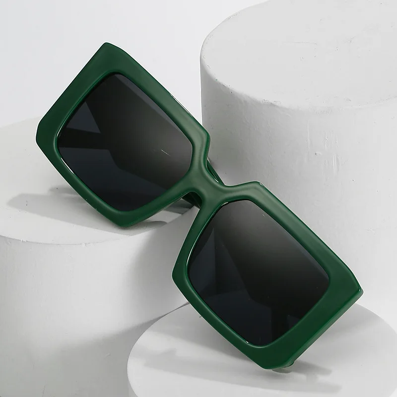 SO&EI Square Women Sunglasses Retro Gradient Shades UV400 Men Wide Legs Brand Designer Fashion Blue Green Sun Glasses