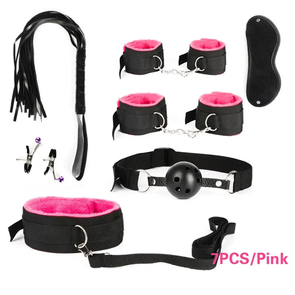 Sex Products Erotic Toys for Adults BDSM Sex Bondage Set Handcuffs Nipple Clamps Gag Whip Rope Sex Toys For Couples - Image 5